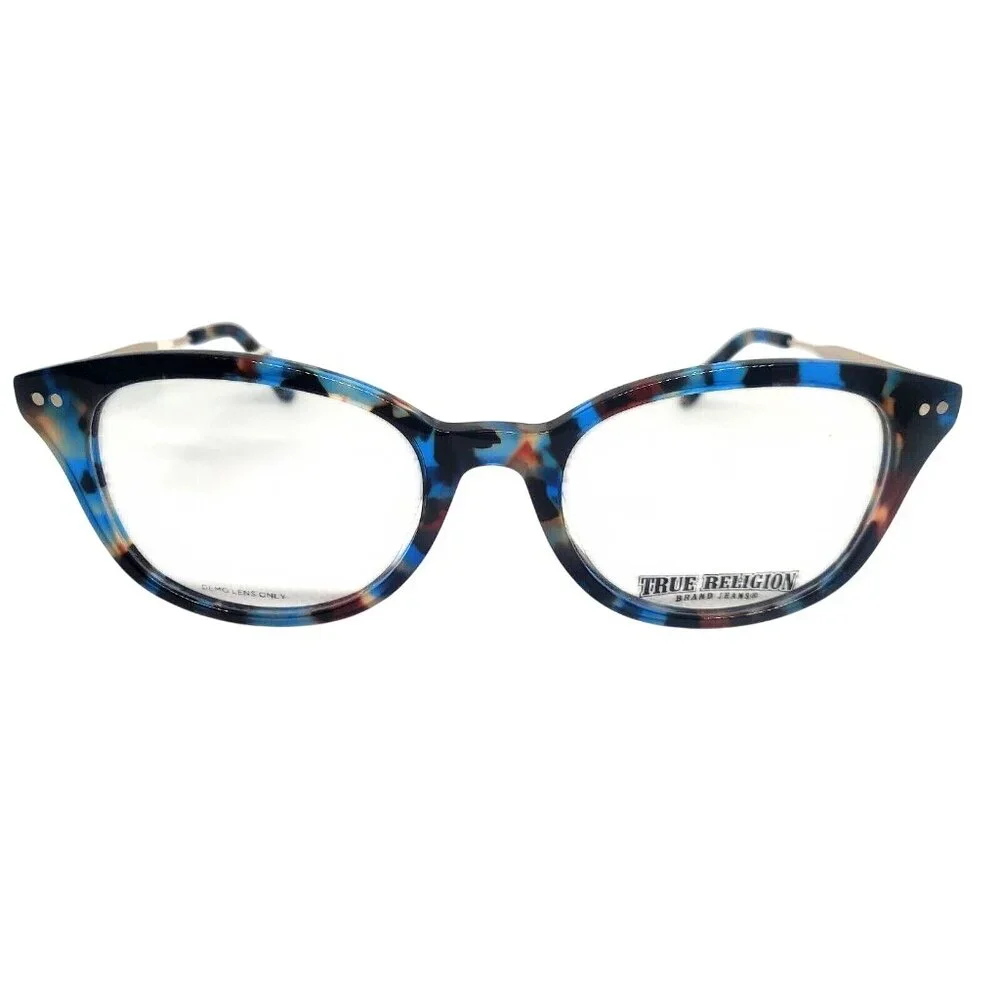 True Religion Blue Tortoise TRUT0161 Eyeglass‎ Frames 52-20-140 Womens
